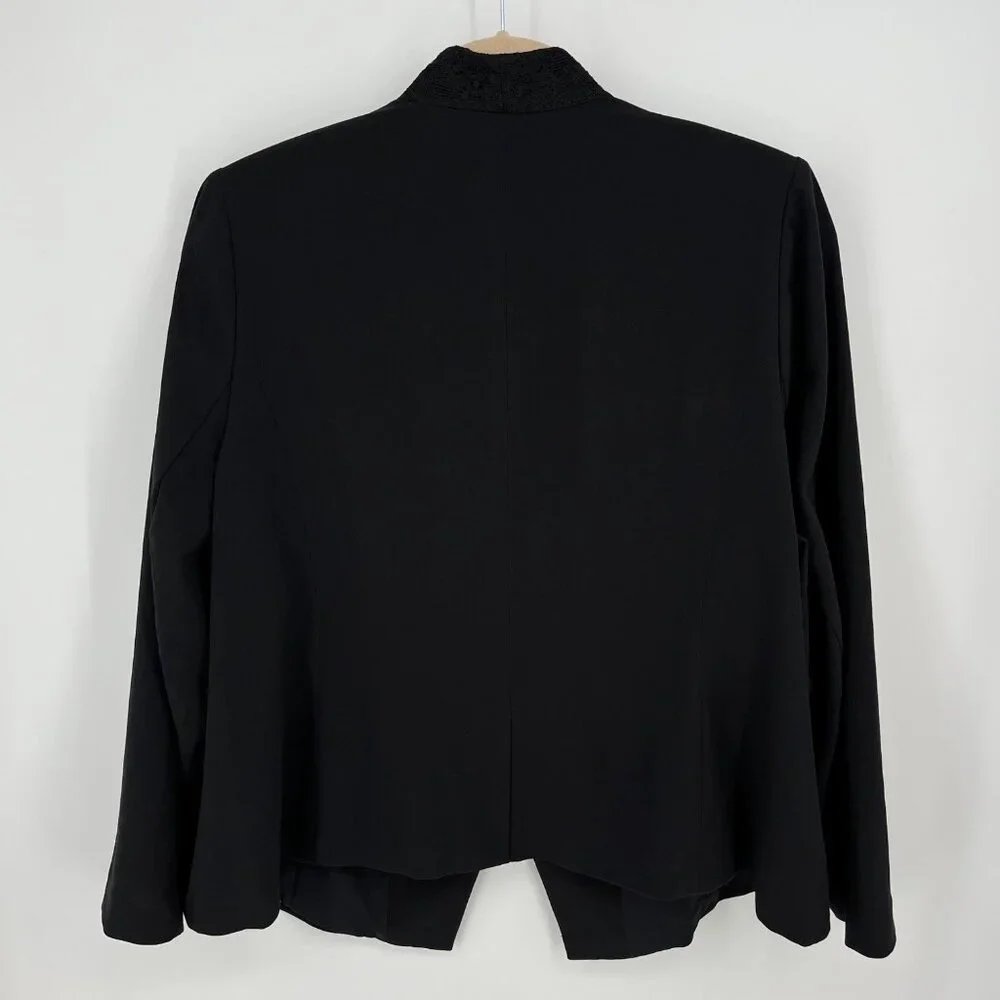 Lane Bryant Womens Business Blazer Size 26 Black Lace Collar Snap Stretch NWT - Picture 2 of 16